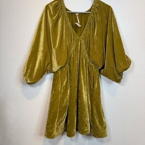 Free People Portia Green Velvet Mini Dress Size XS